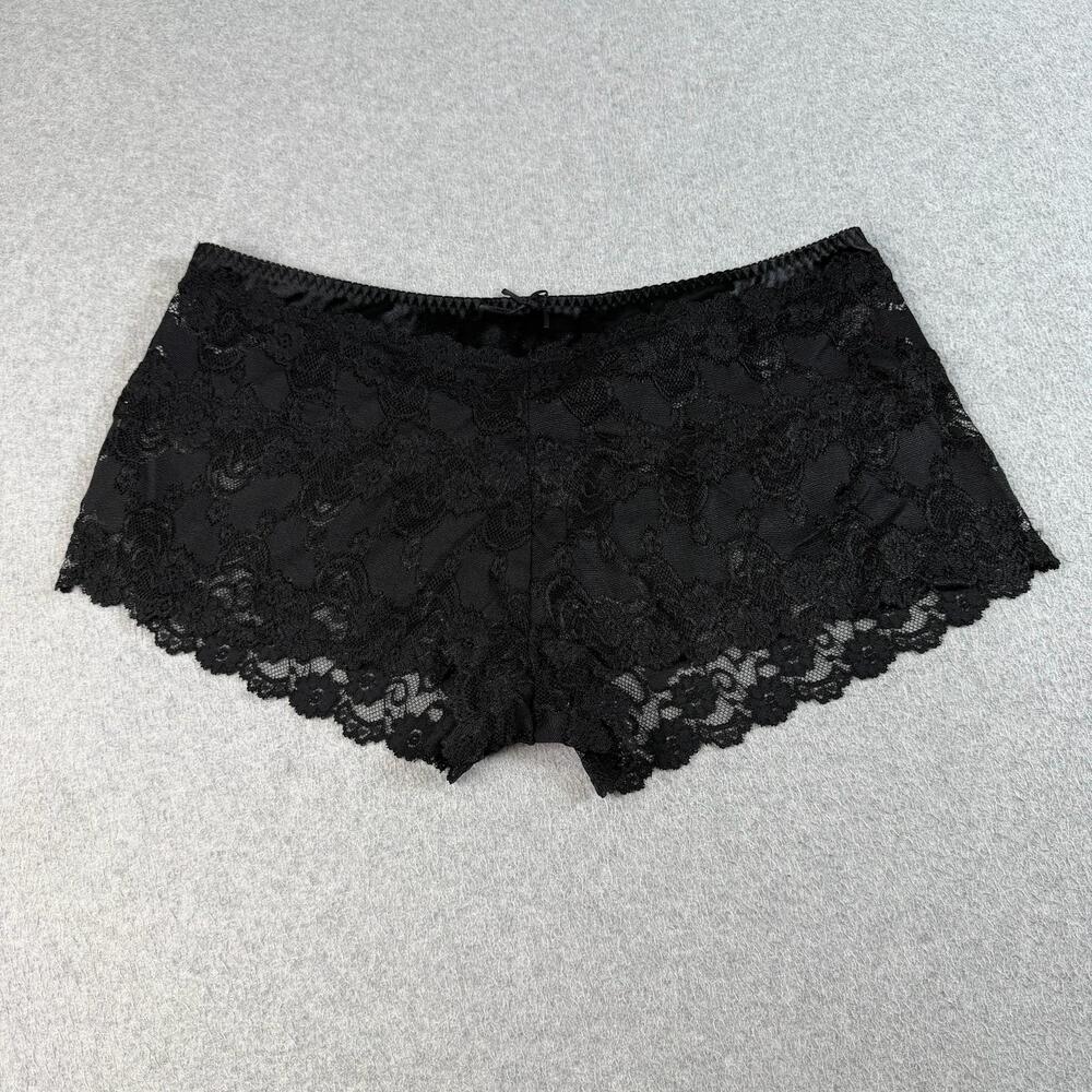 Secret Treasures Panties Womens 2X Black Lace Boyshort Sheer Stretch Underwear